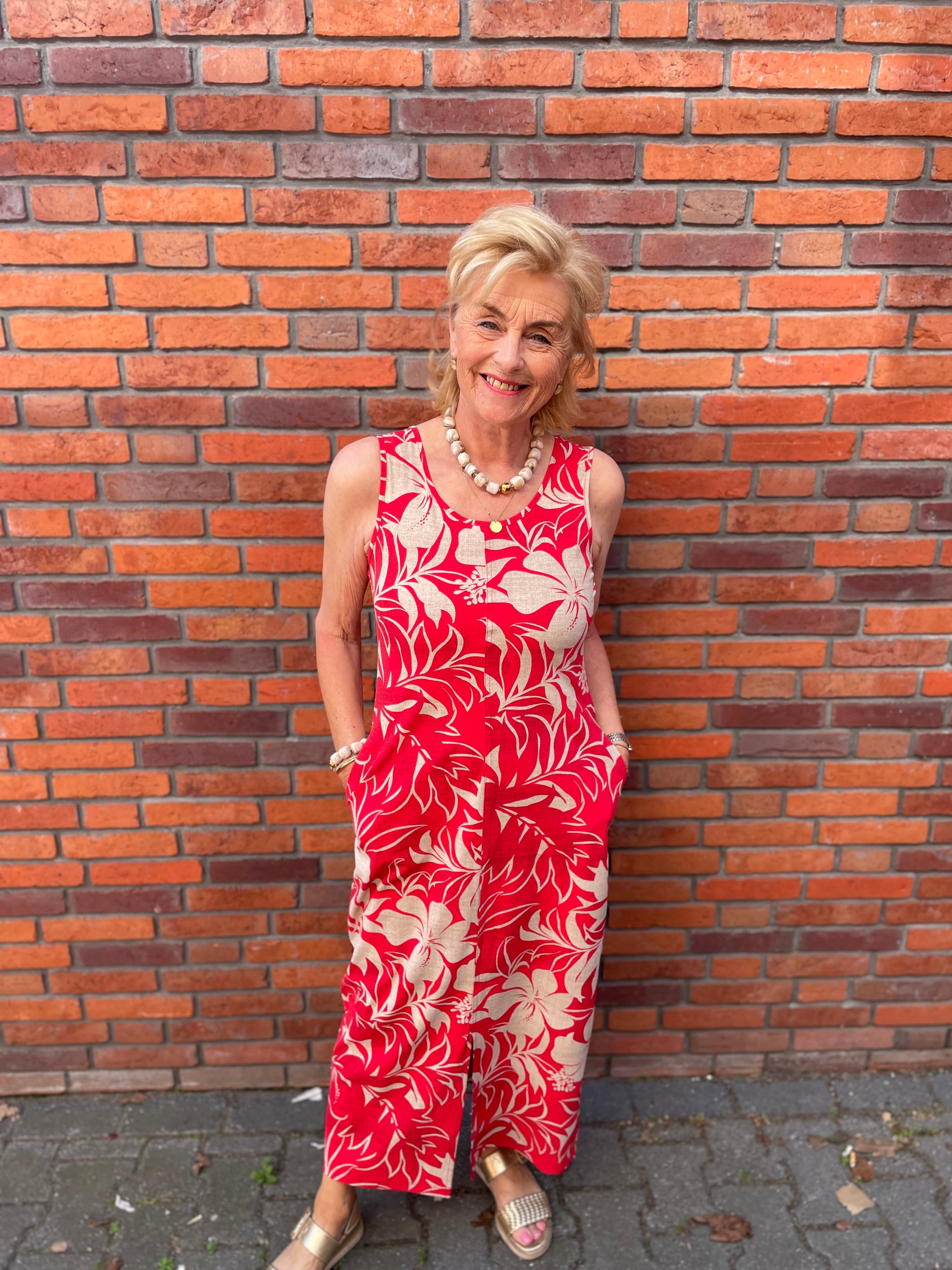 Mi Piace - jurk red tropical hibiscus print MP202278P