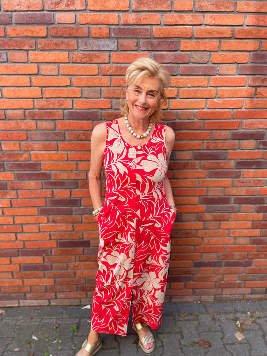 Mi Piace - jurk red tropical hibiscus print MP202278P
