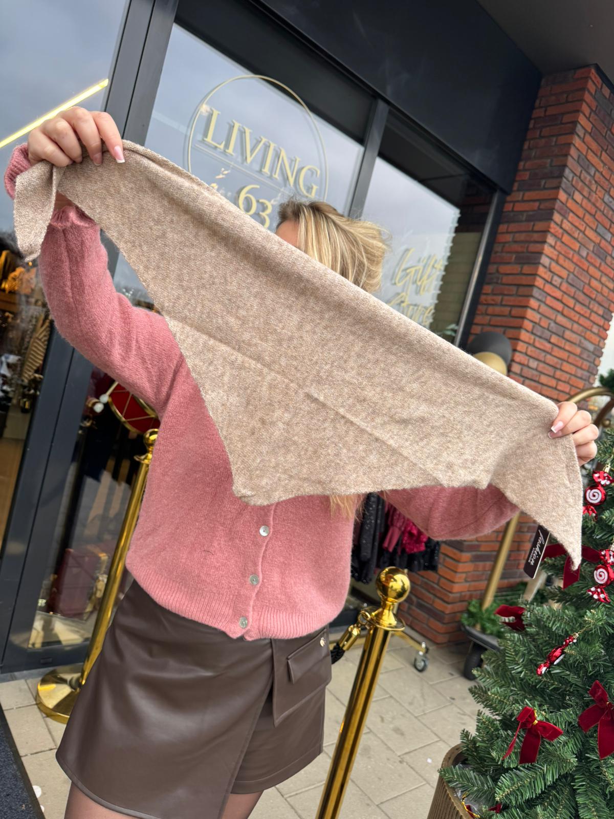 Driehoek sjaaltje Lina taupe