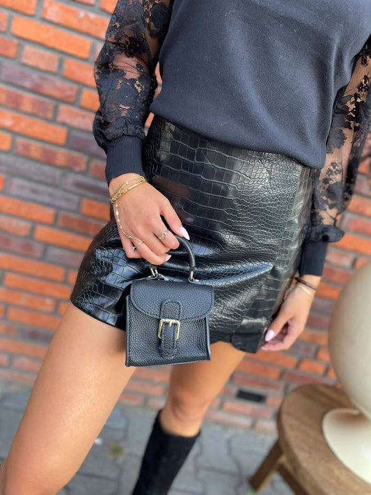 Rok leatherlook slangenprint
