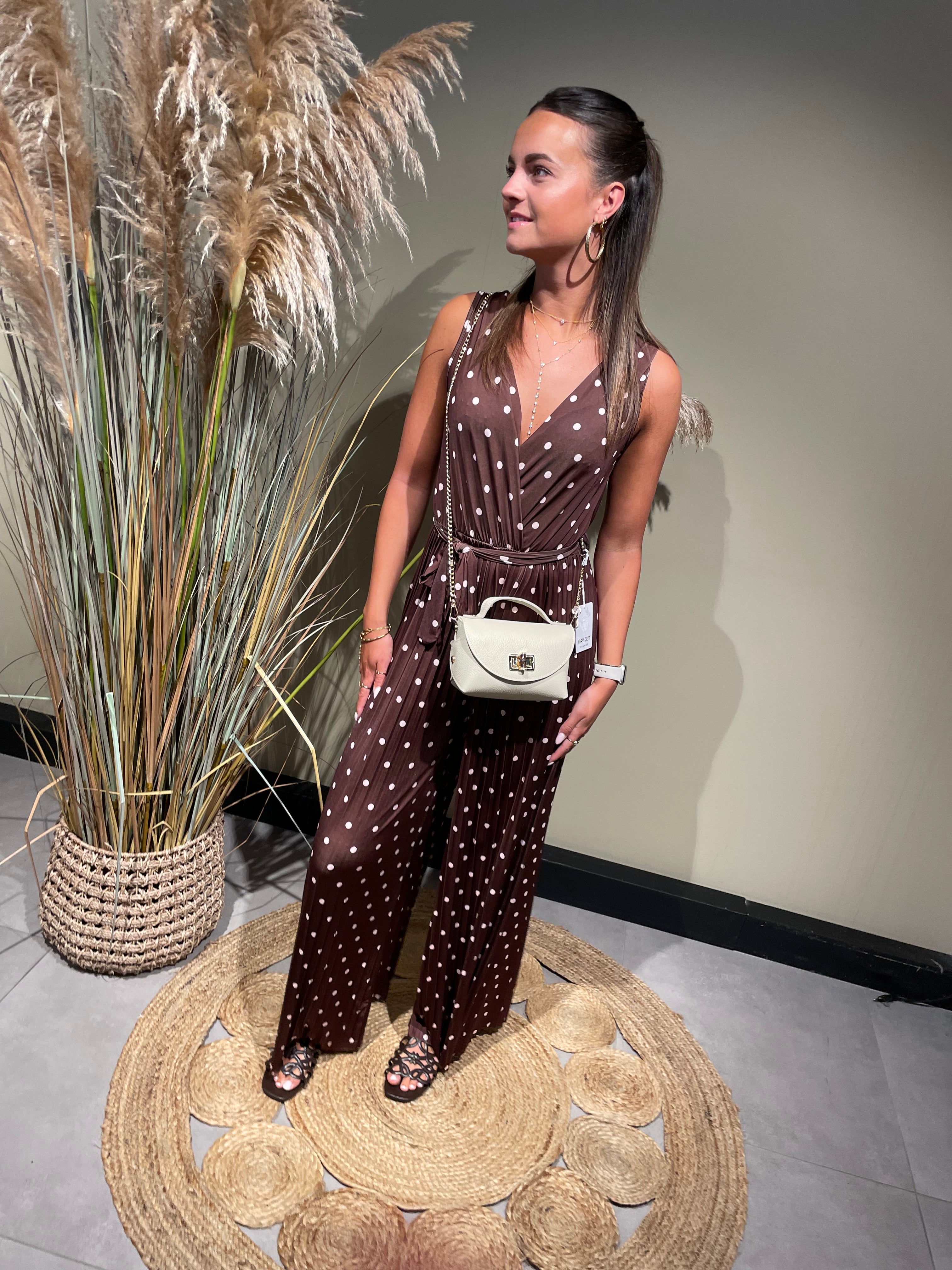 Jumpsuit dots bruin
