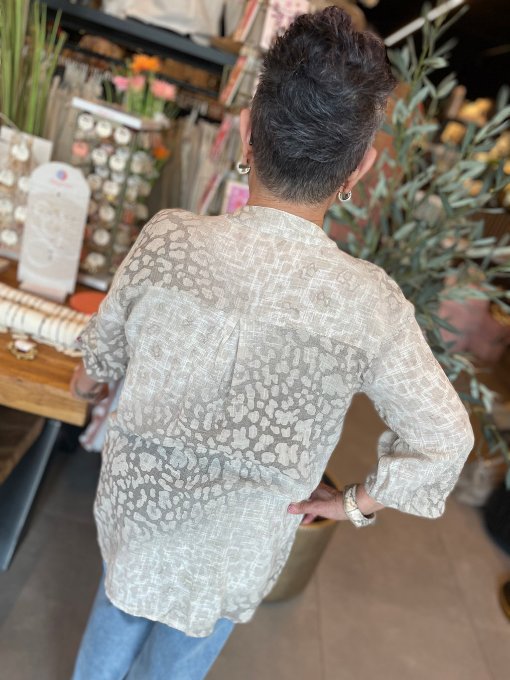 Katoenen blouse loes beige