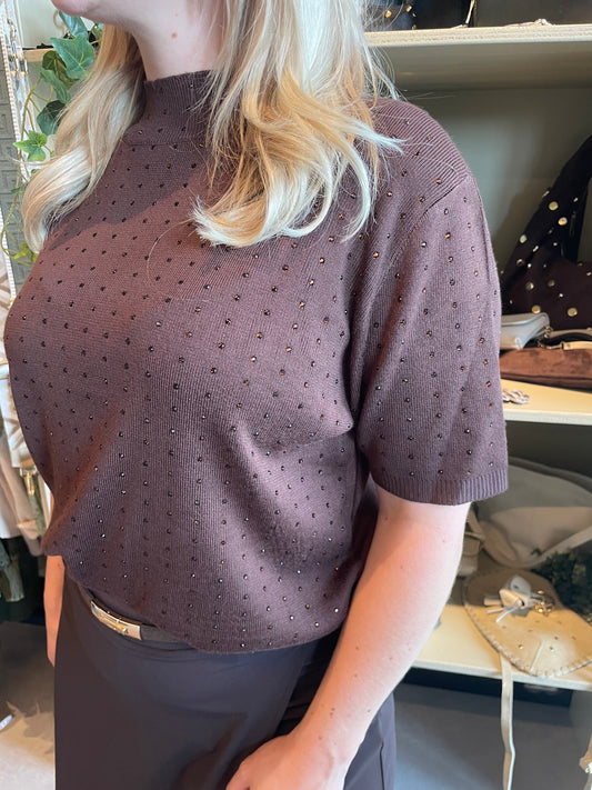 Top milou glitter bruin