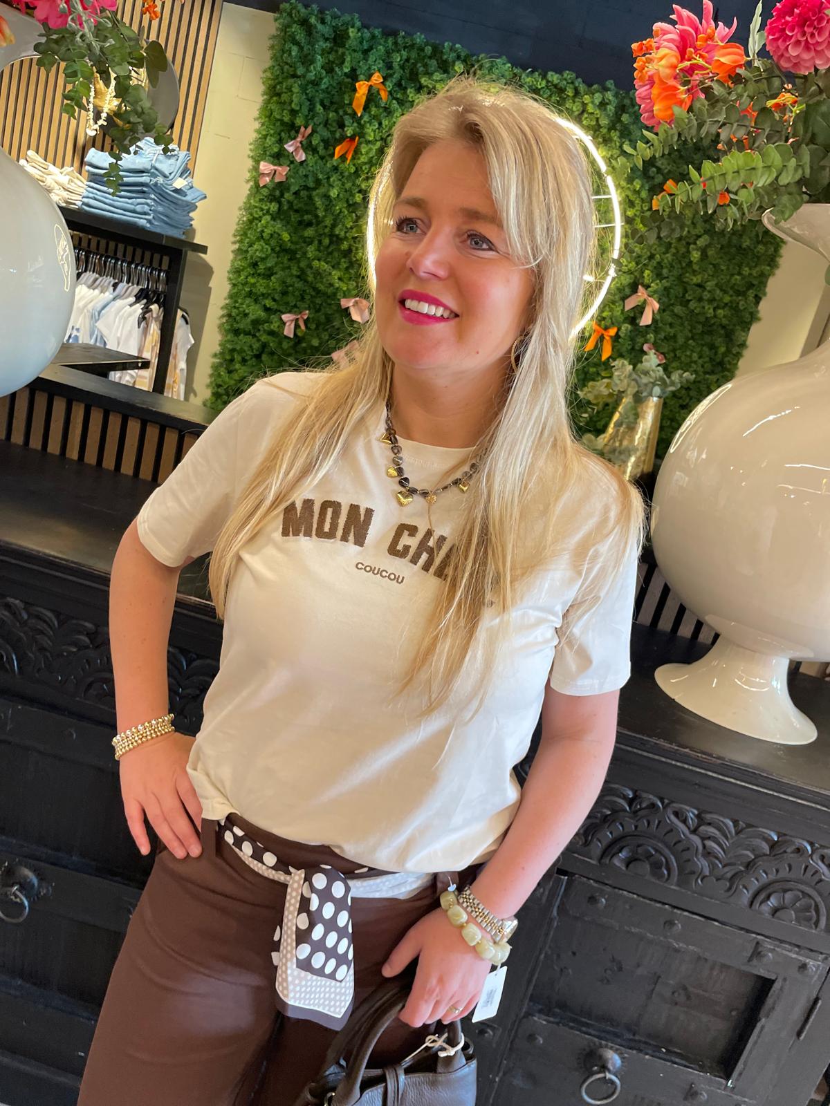 T-shirt Mon Cheri coucou beige