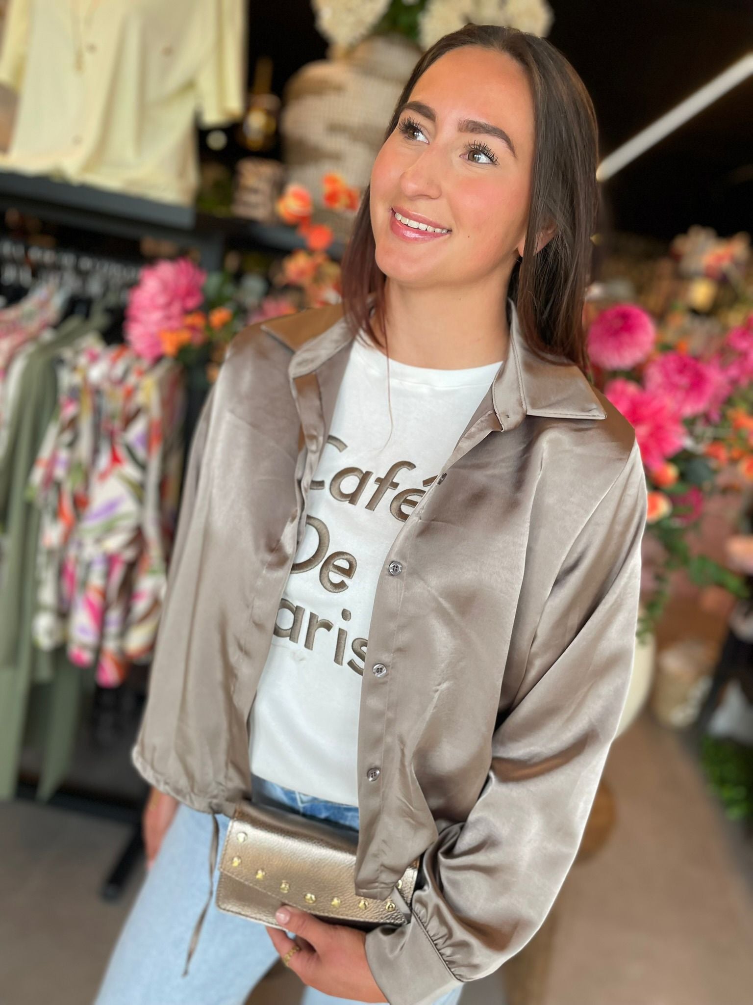 Blouse Satijn Jetty taupe