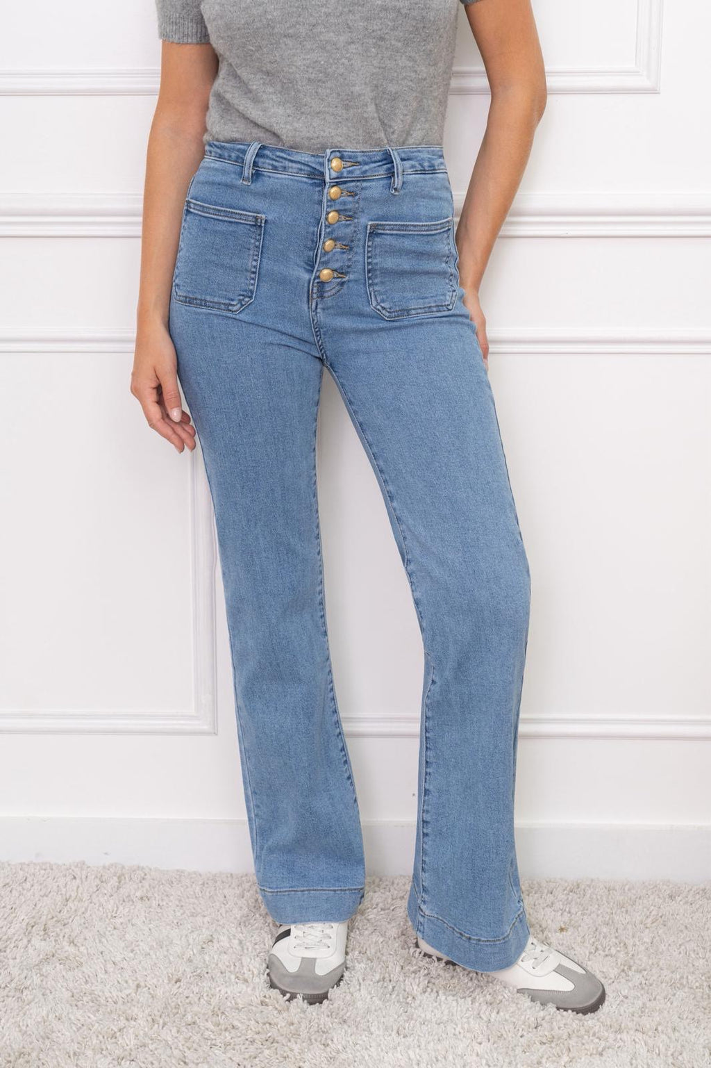 Broek Sara spijker met knopen Y6188R#