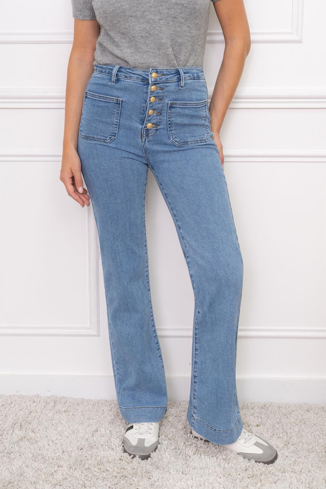 Broek Sara spijker met knopen Y6188R#