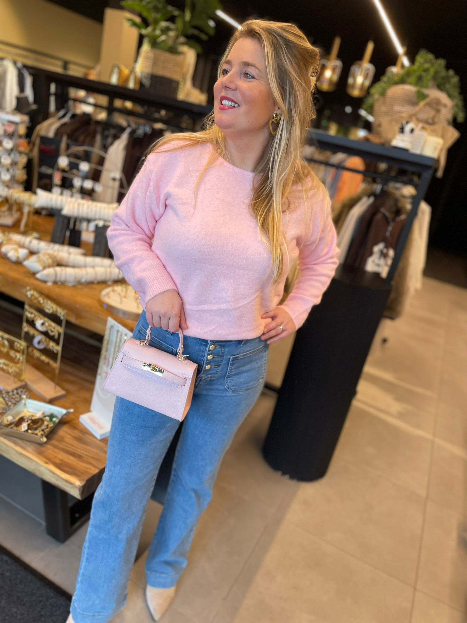 Trui kanten achterkant roze