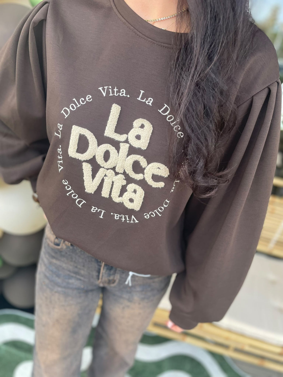 Trui la dolce vita bruin