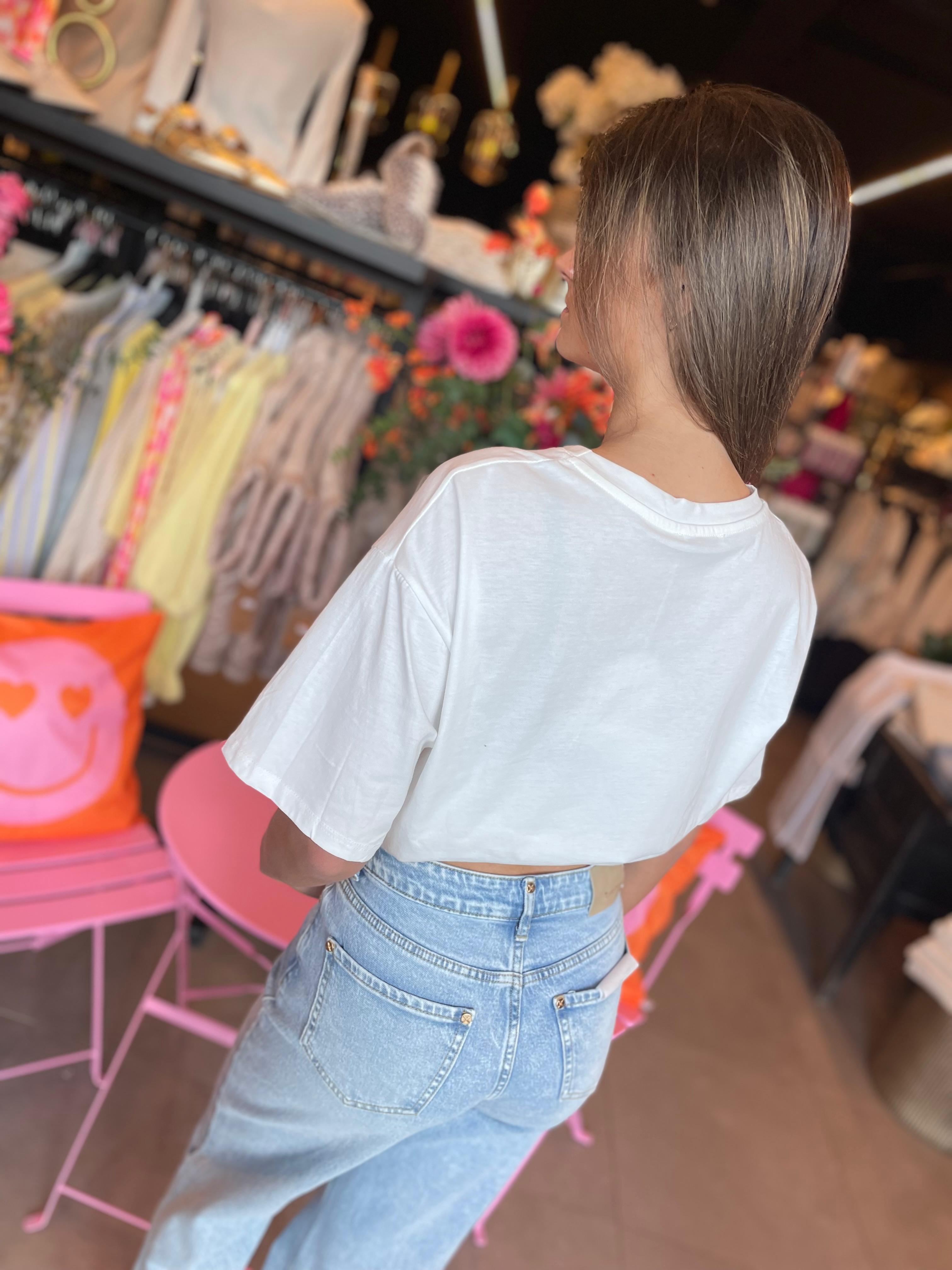 T-shirt Teckel Parijs wit