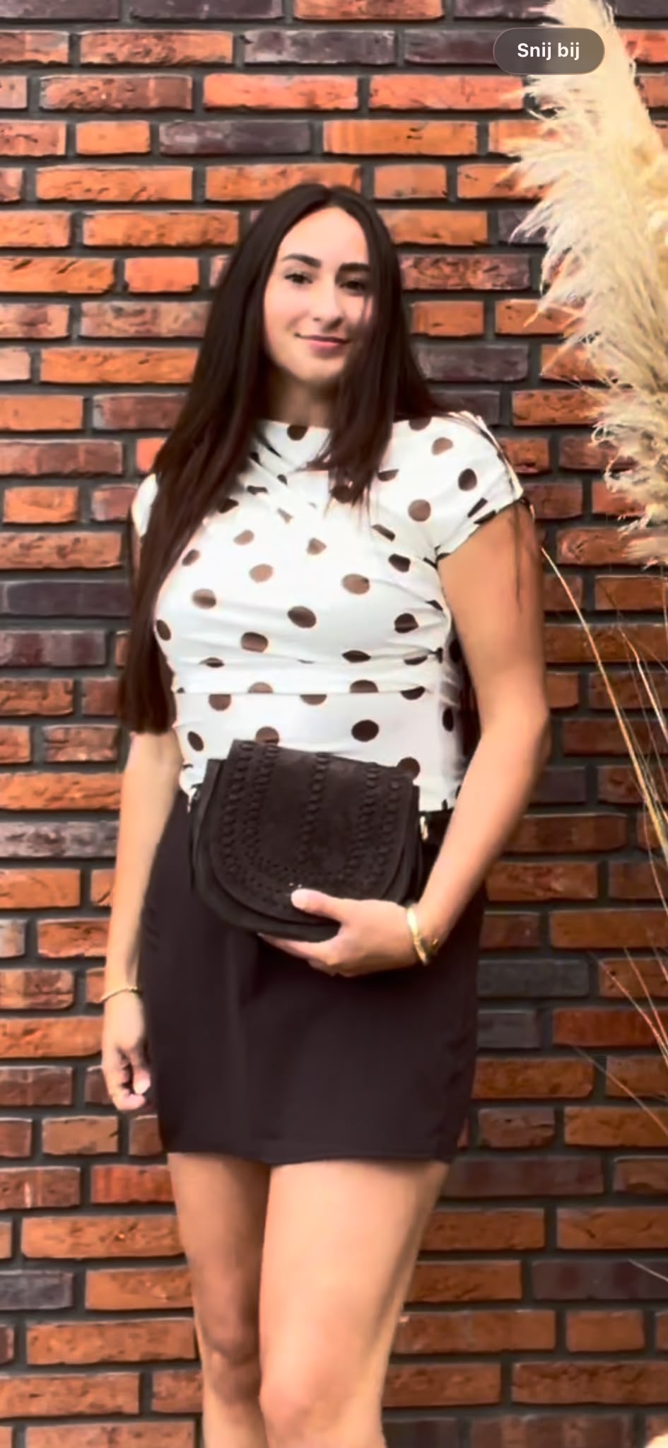 Polka dots shirt wit/bruin