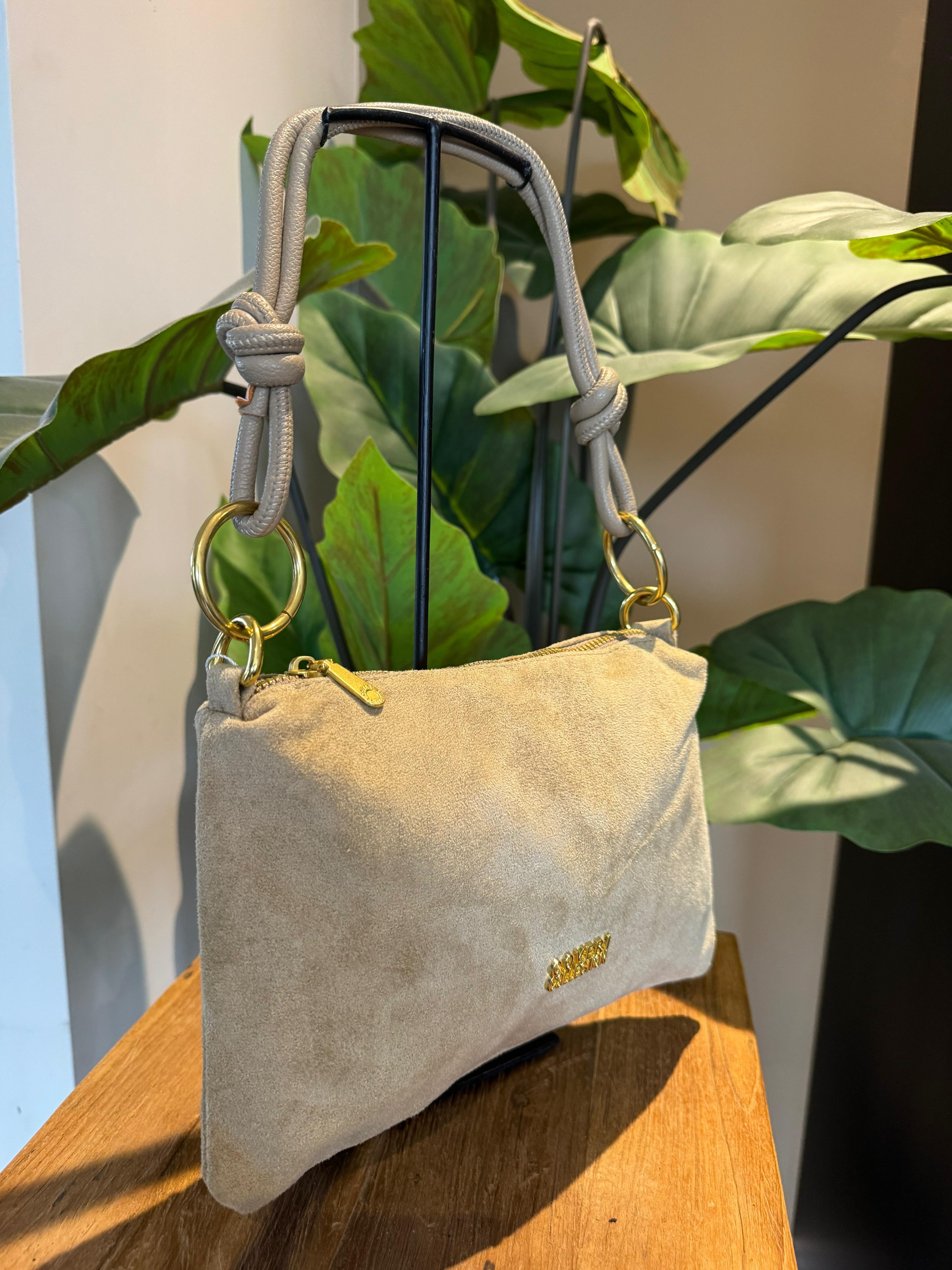 Suedinelook tas Megan klein taupe