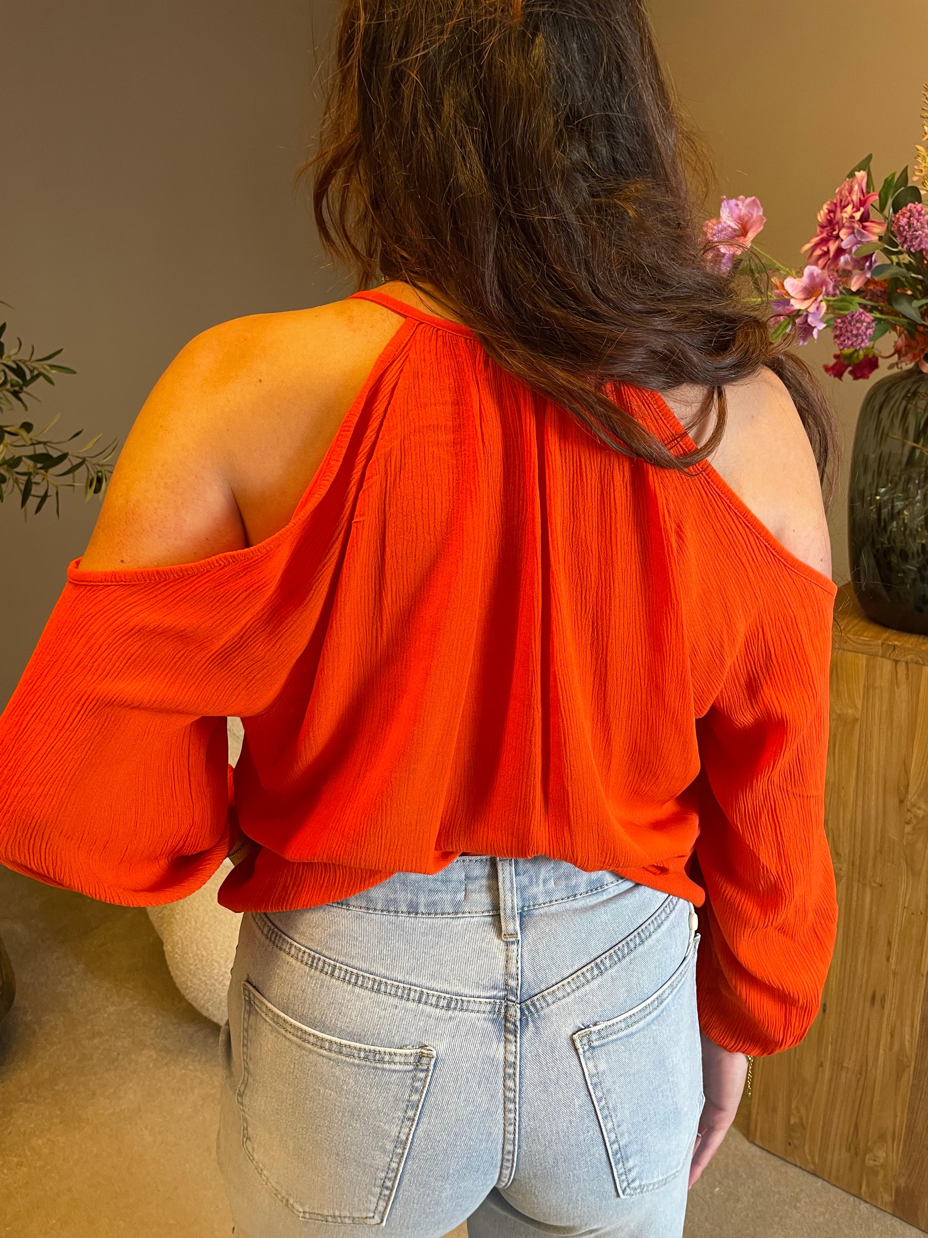 Open shoulder blouse Kailee oranje