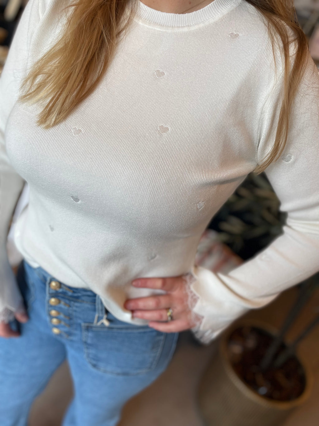 Top loua met zilveren hartjes