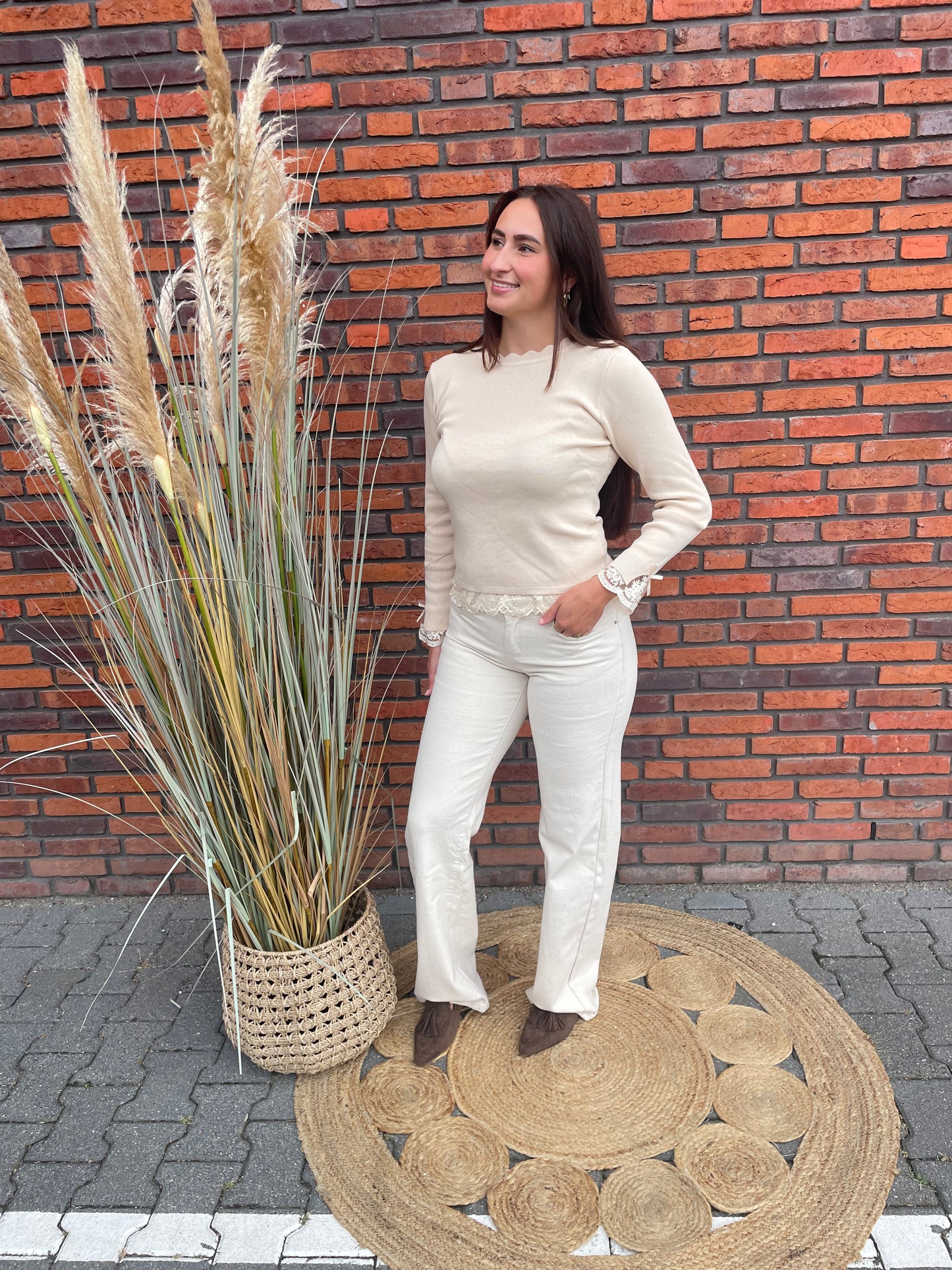 Top Lise kanten detail beige