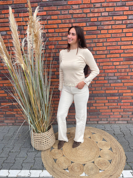 Top Lise kanten detail beige