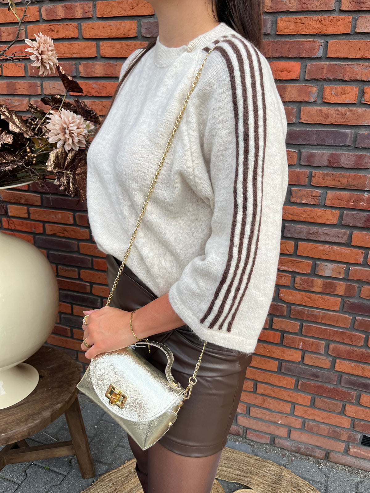 Trui Bonnie streep beige