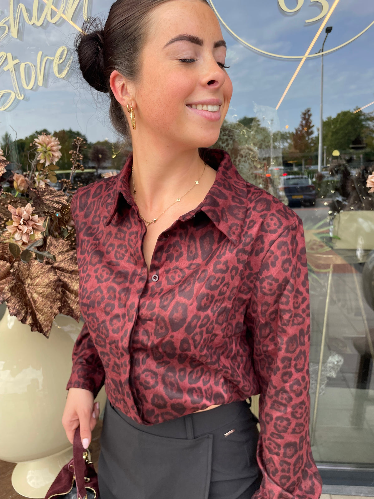 Blouse Kaya panter bordeaux