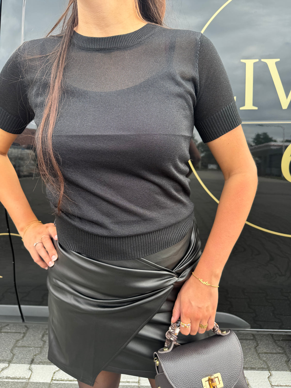 Glittertop mieke zwart