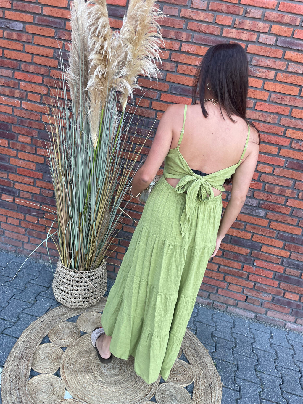 Jurk open back groen