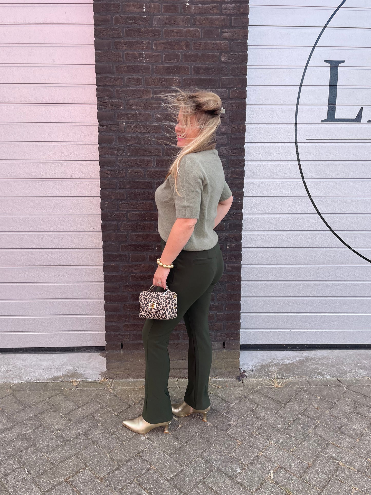 Legging met bies groen