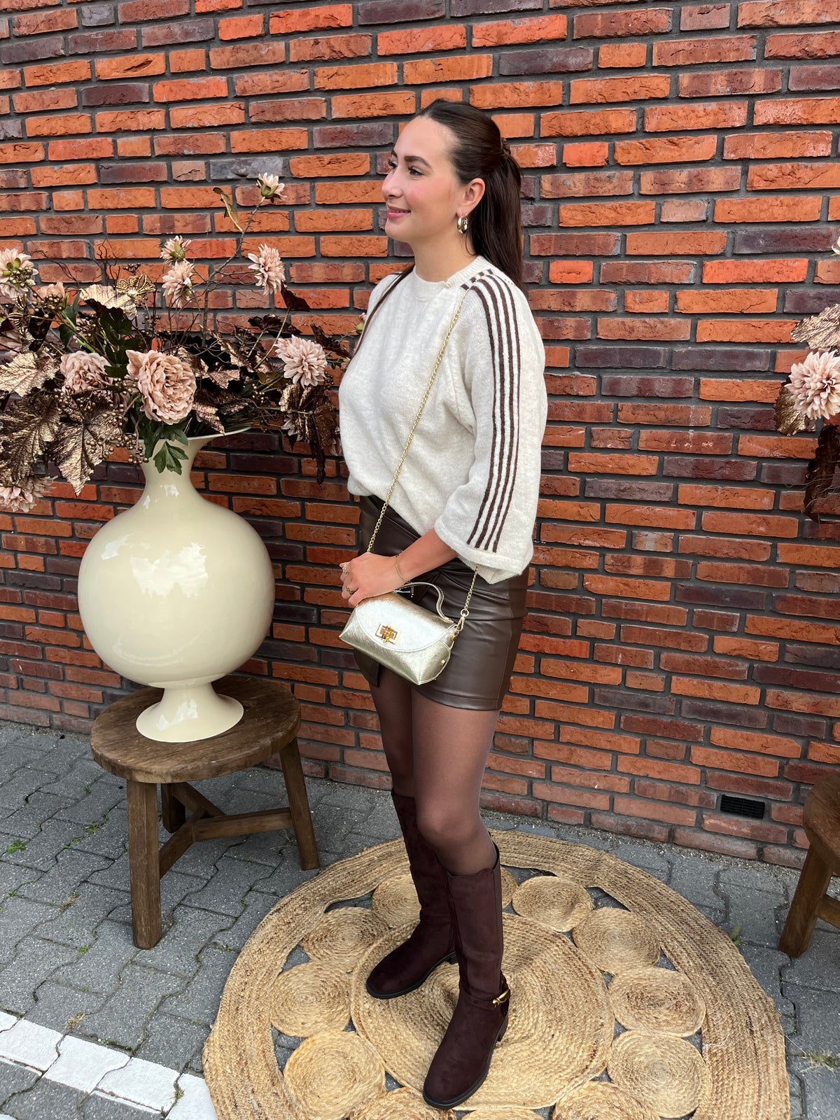 Trui Bonnie streep beige