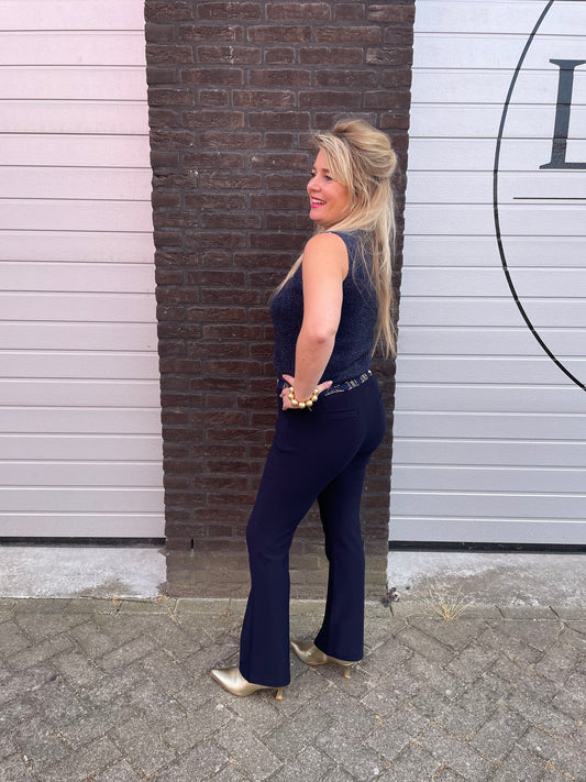 Legging met bies blauw