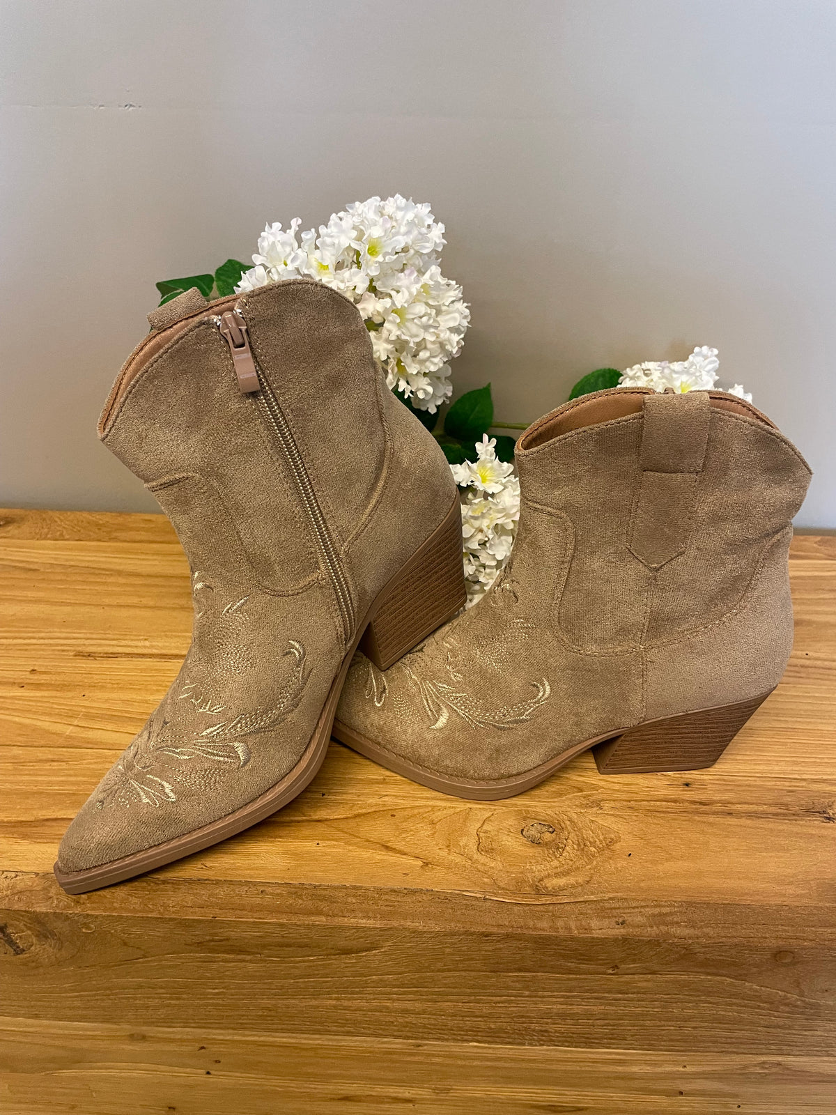 Korte cowboy laars beige