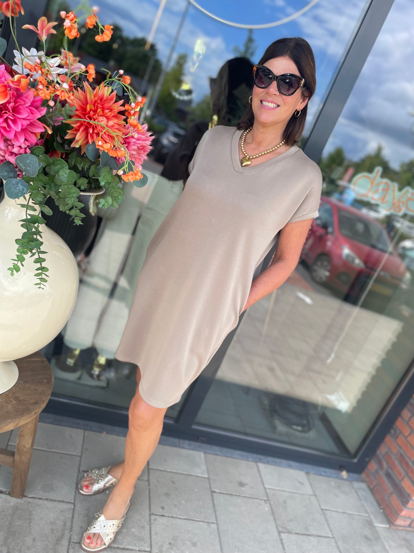 Jurk Gina taupe