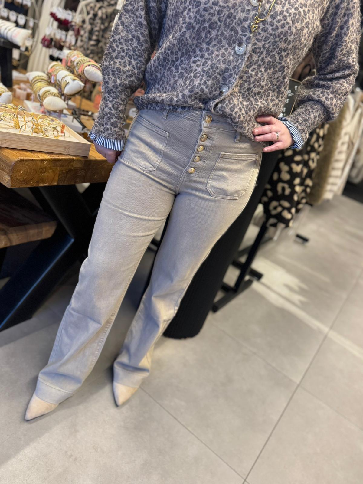 Broek Sara beige met knopen Y6188G#