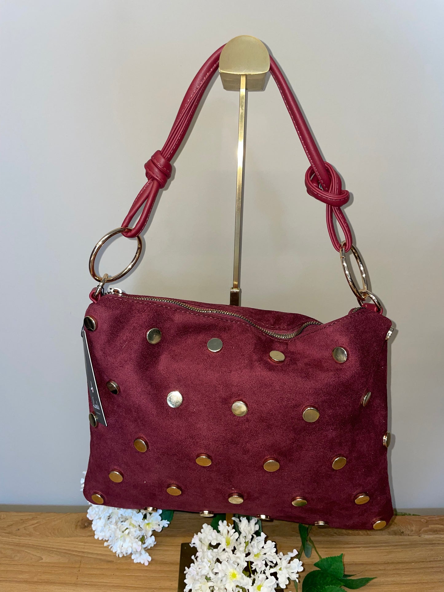 Tas bordeauxrood studs