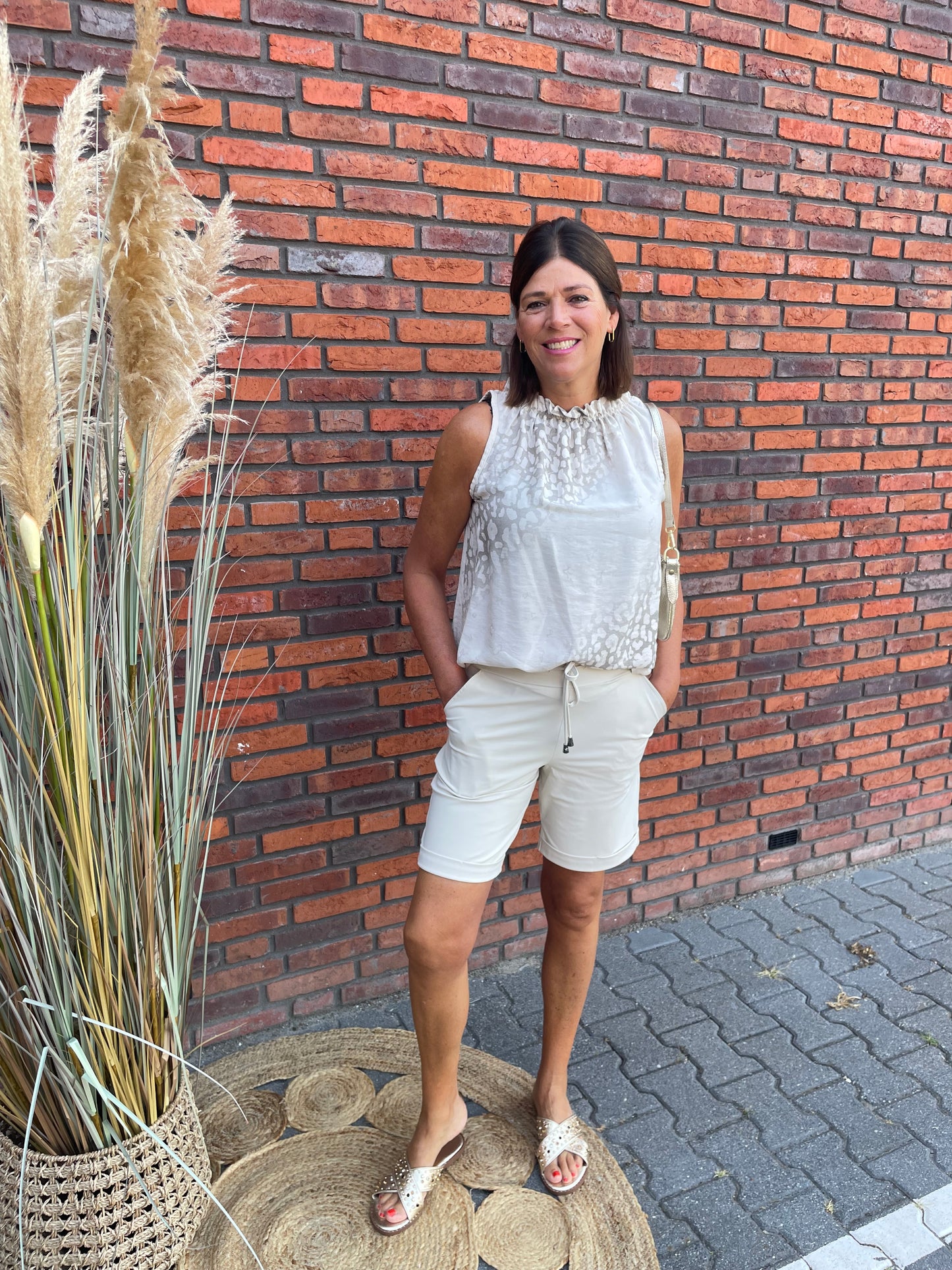 Top Veerle tijgerprint beige