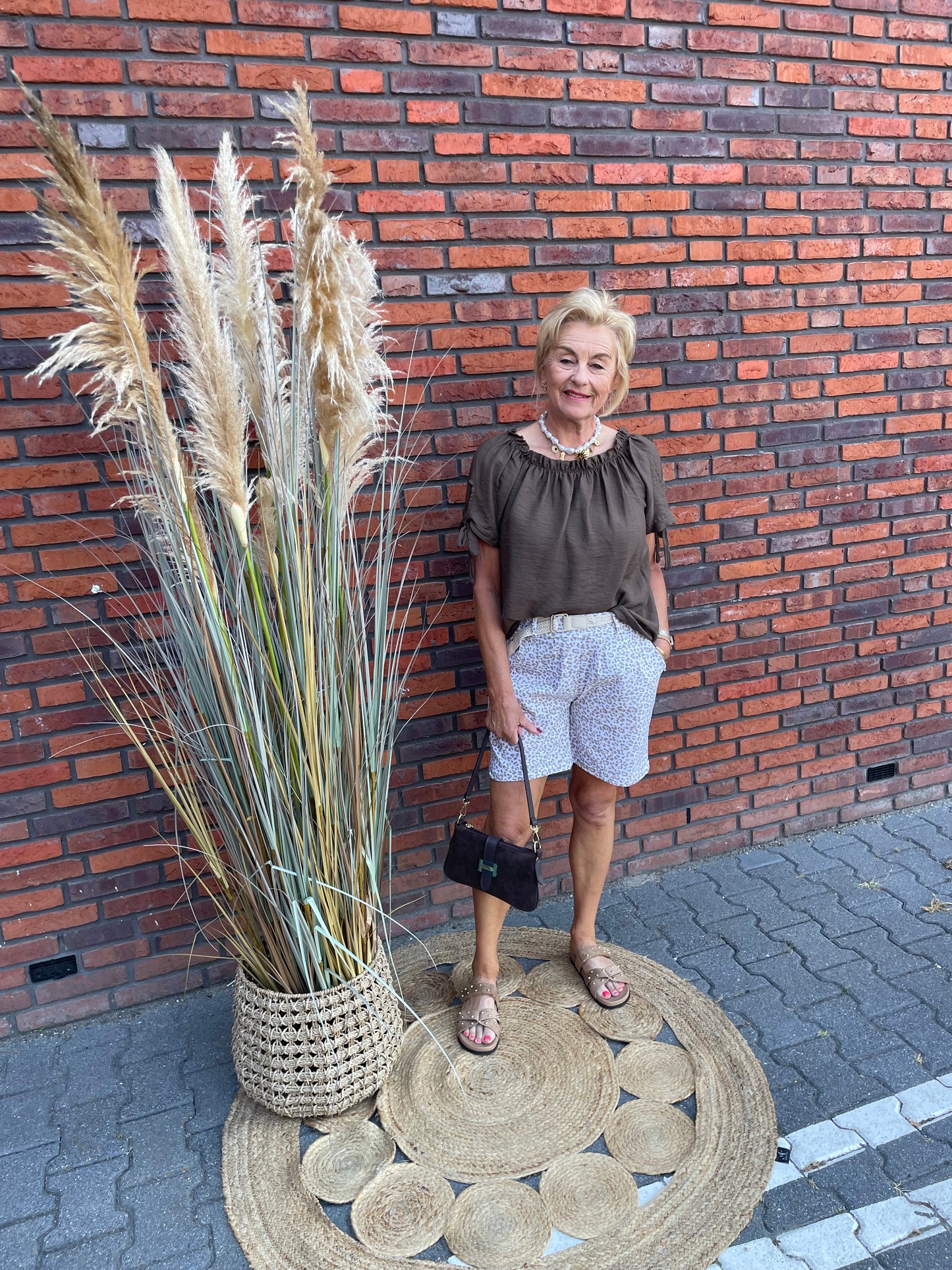 Top Veerle korte mouw bruin