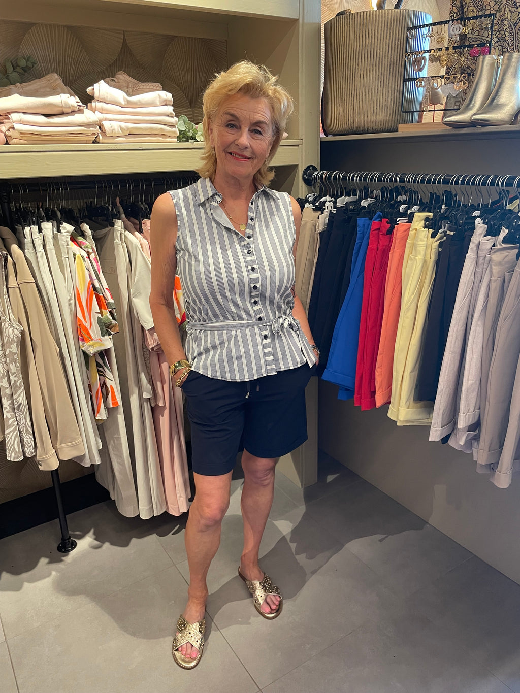Triple Nine Top zonder mouw BLS-5944 Donkerblauw streep