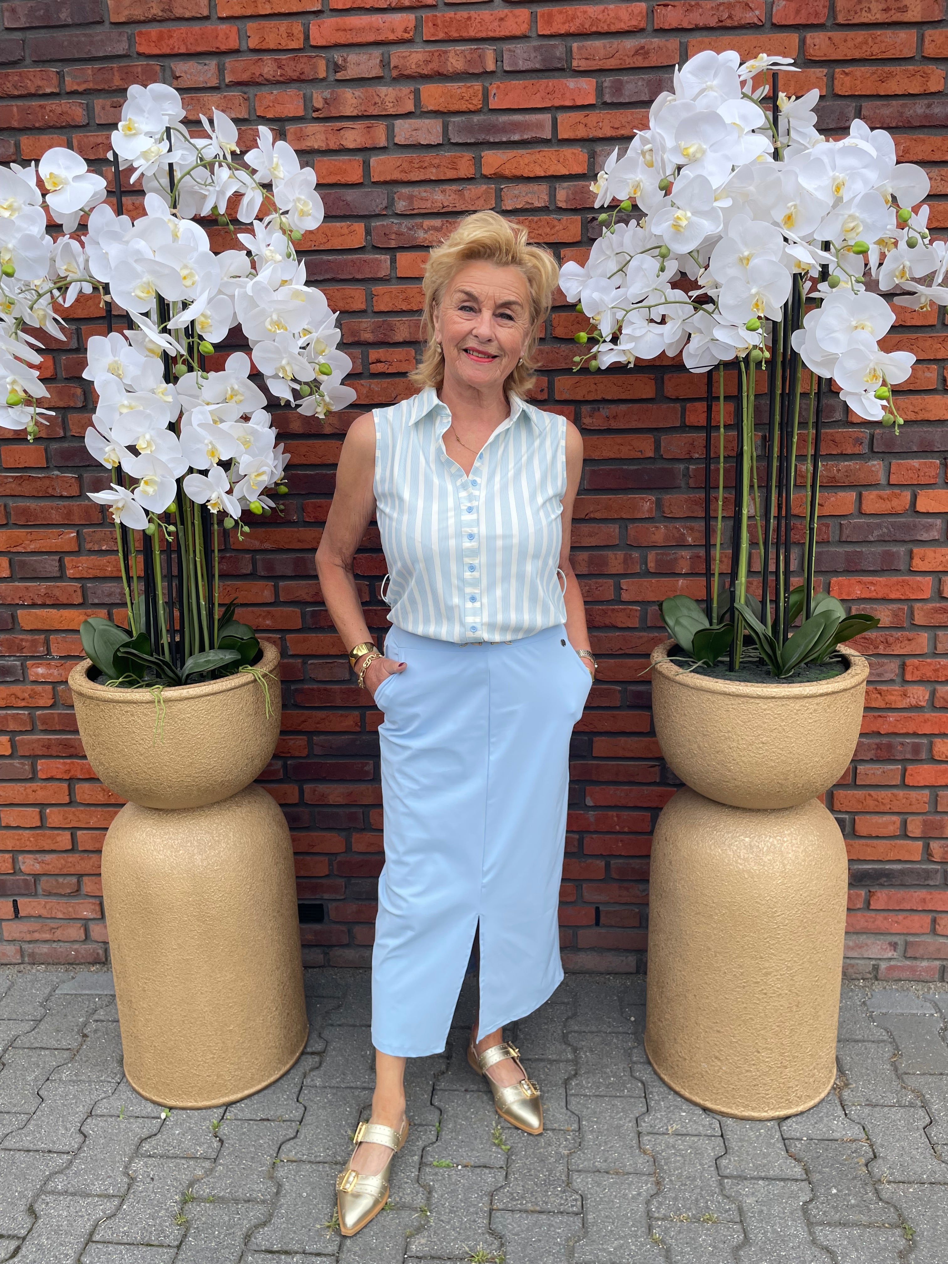 Triple Nine Top BLS-5944 Lichtblauw streep
