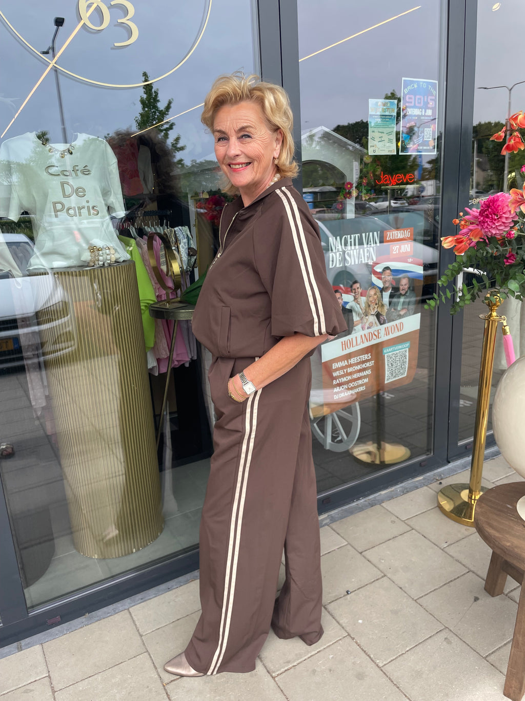 PRE-ORDER Gilet Lare Bruin Streep