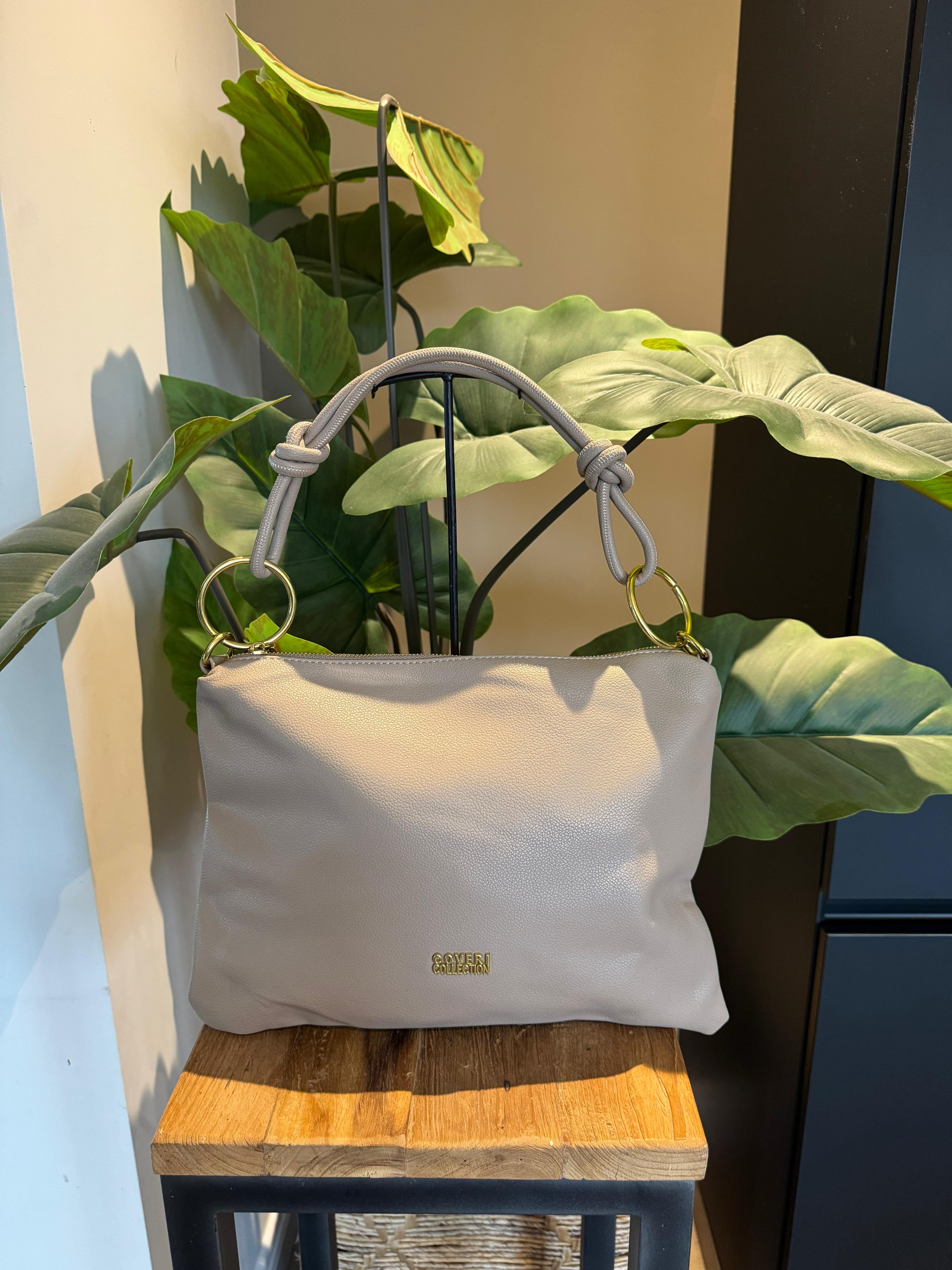 Leatherlook tas Megan groot taupe