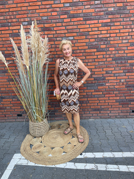 Jurk Veerle print taupe