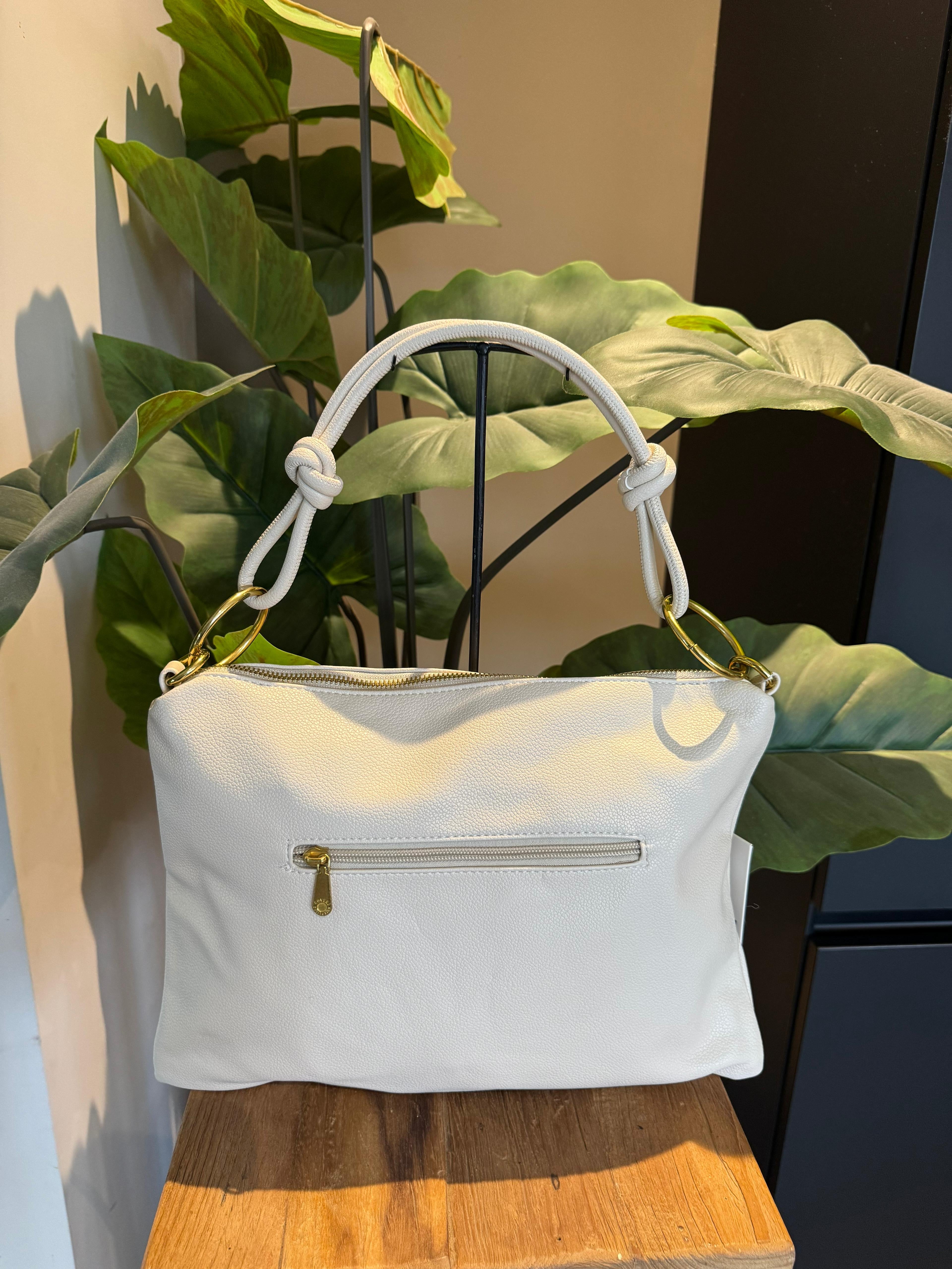 leatherlook tas Sally groot beige