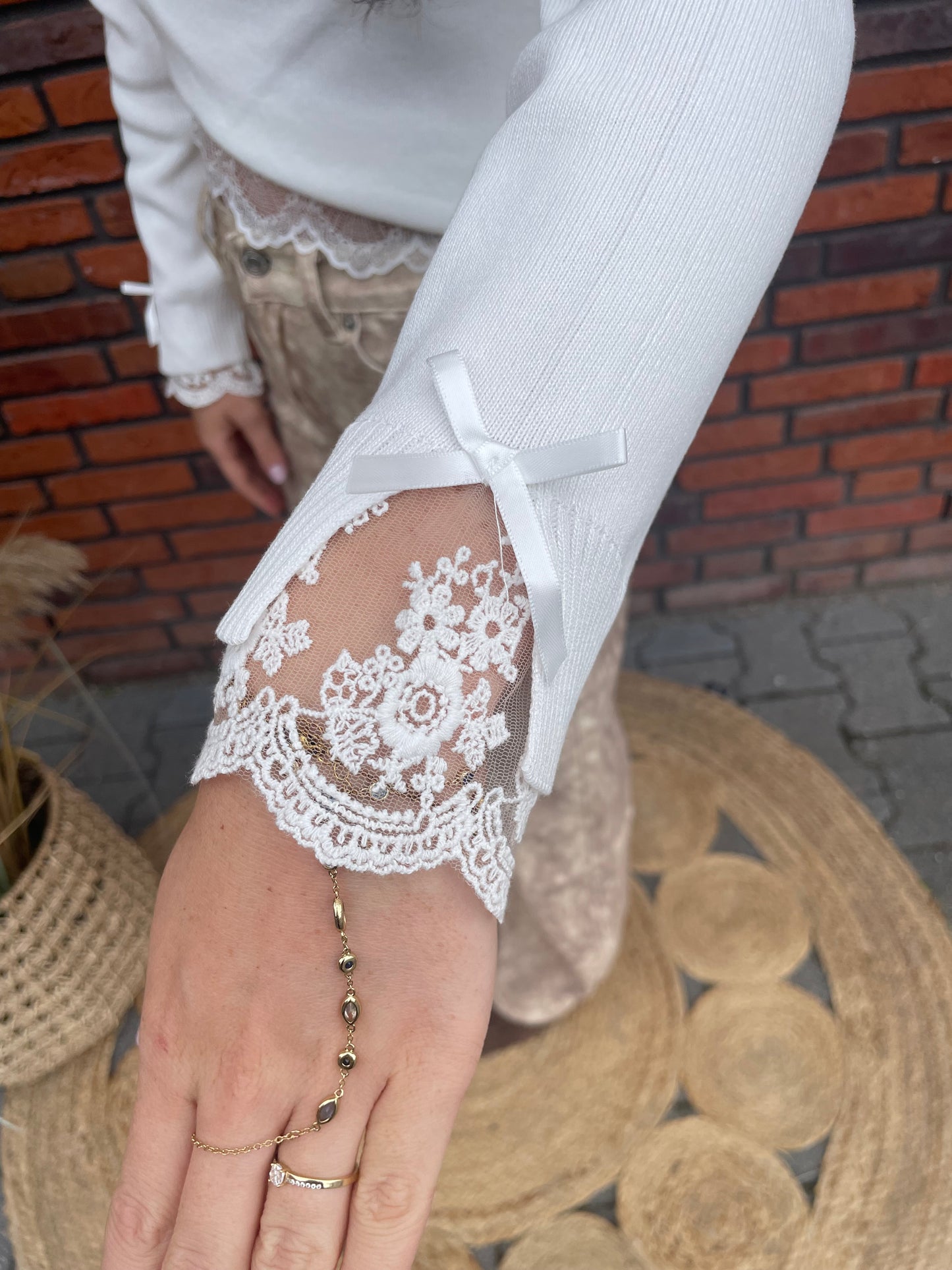 Top Lise kanten detail wit