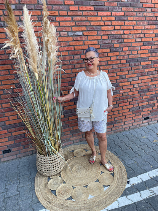 Top Veerle korte mouw beige