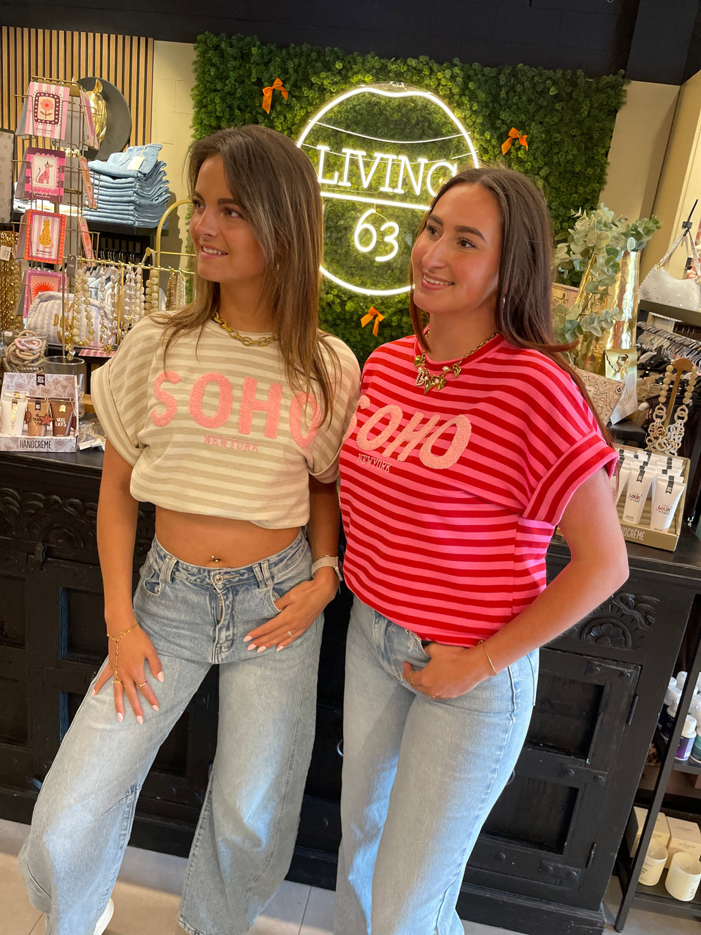 Tshirt soho gestreept - roze & beige