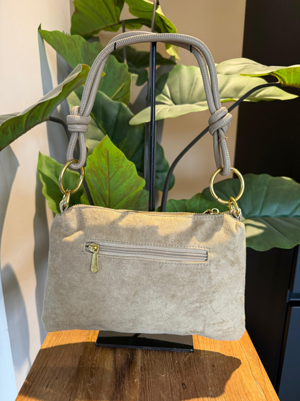 Suedinelook tas Megan klein taupe