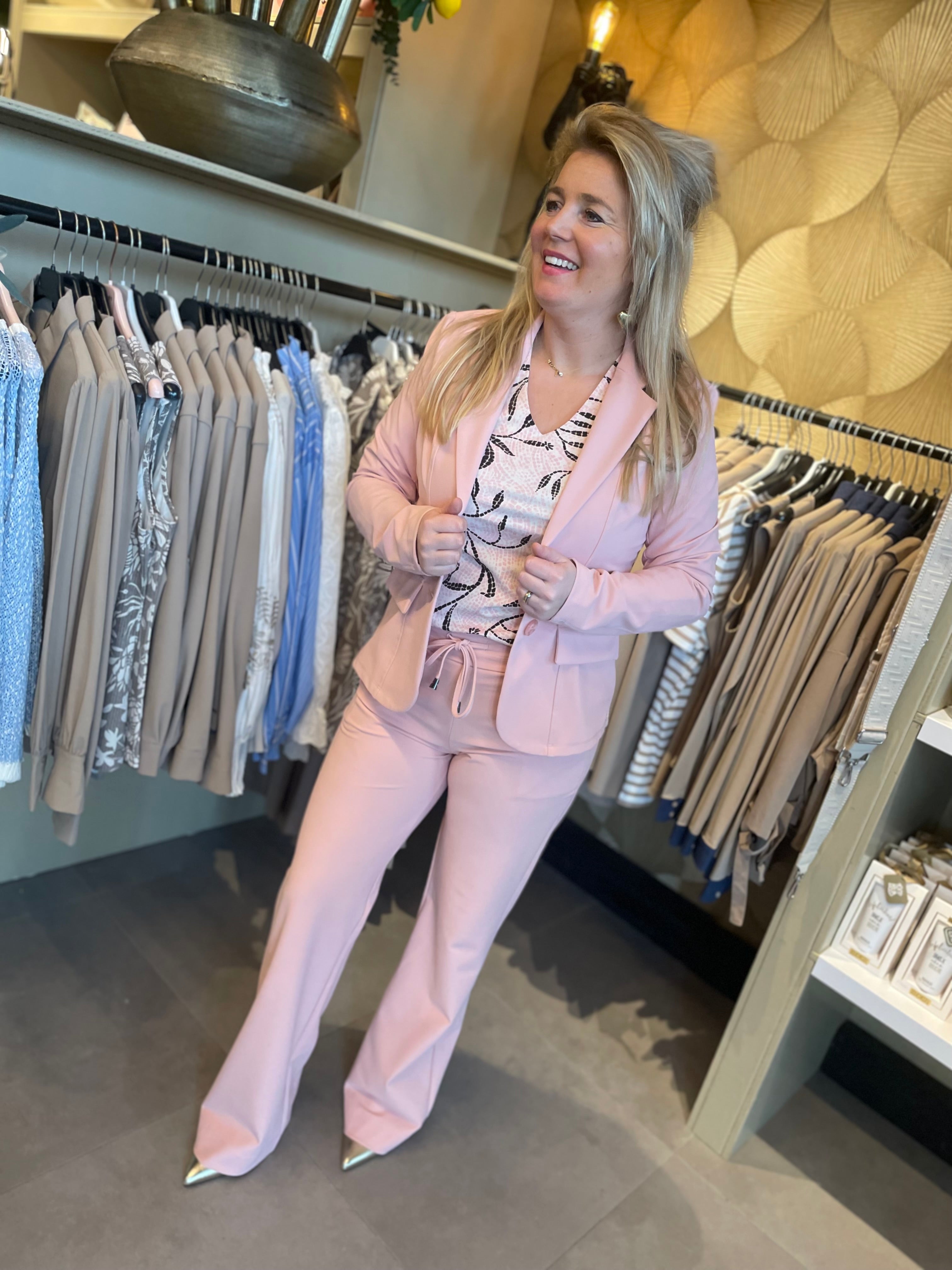 Mi Piace - Broek bonded wideleg mellow rose 202631