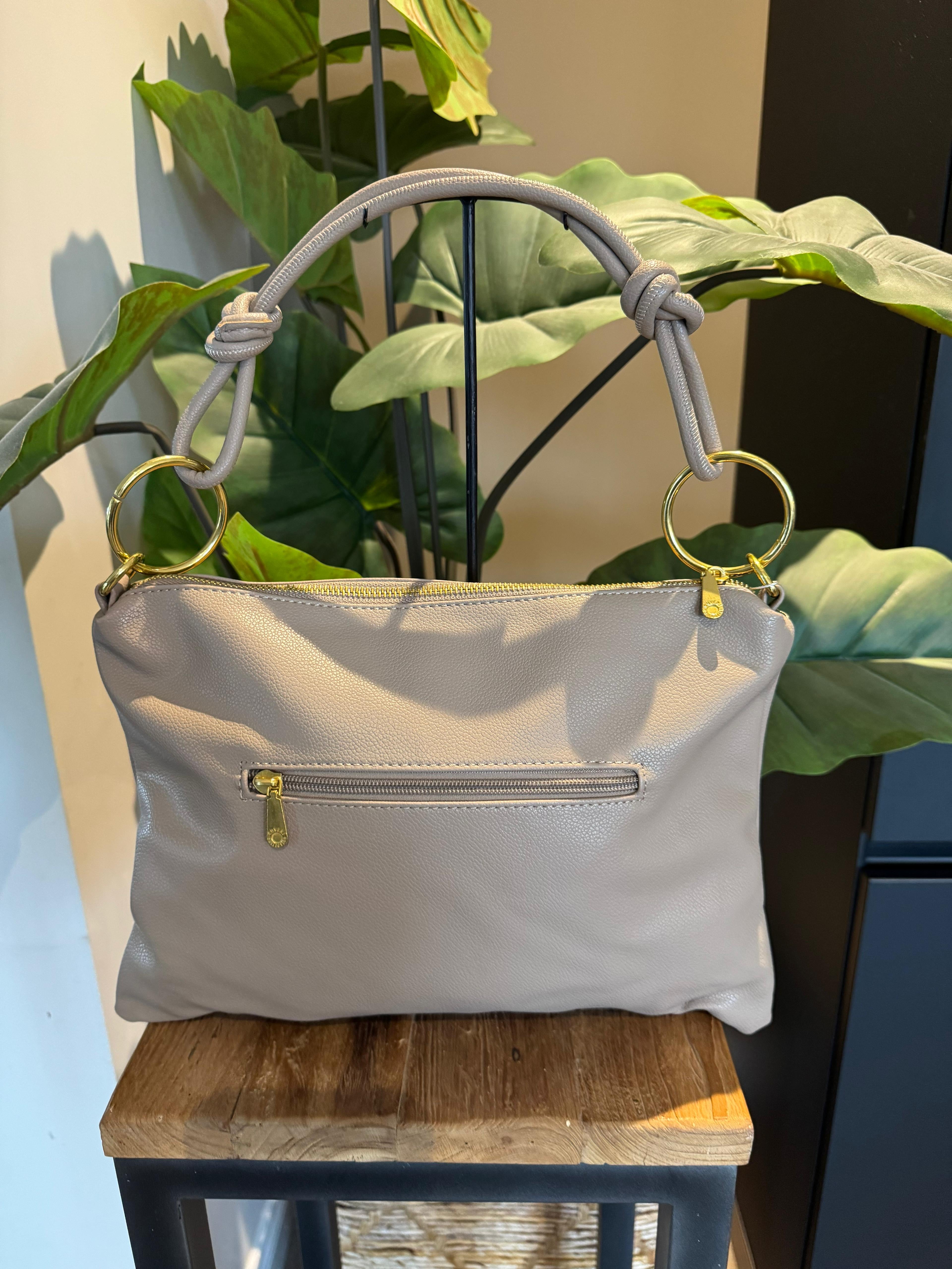 Leatherlook tas Megan groot taupe