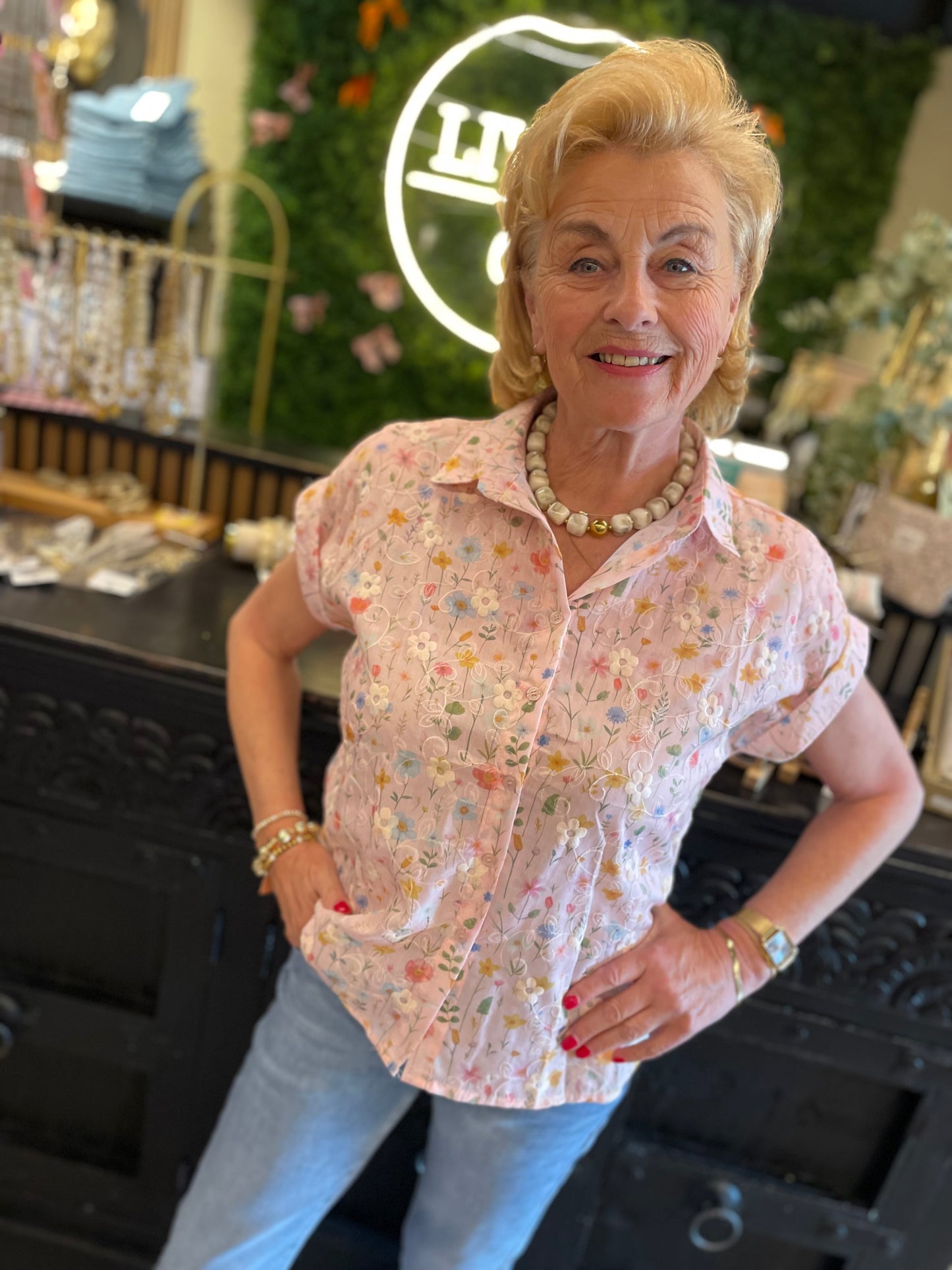 Blouse kate bloemen - roze