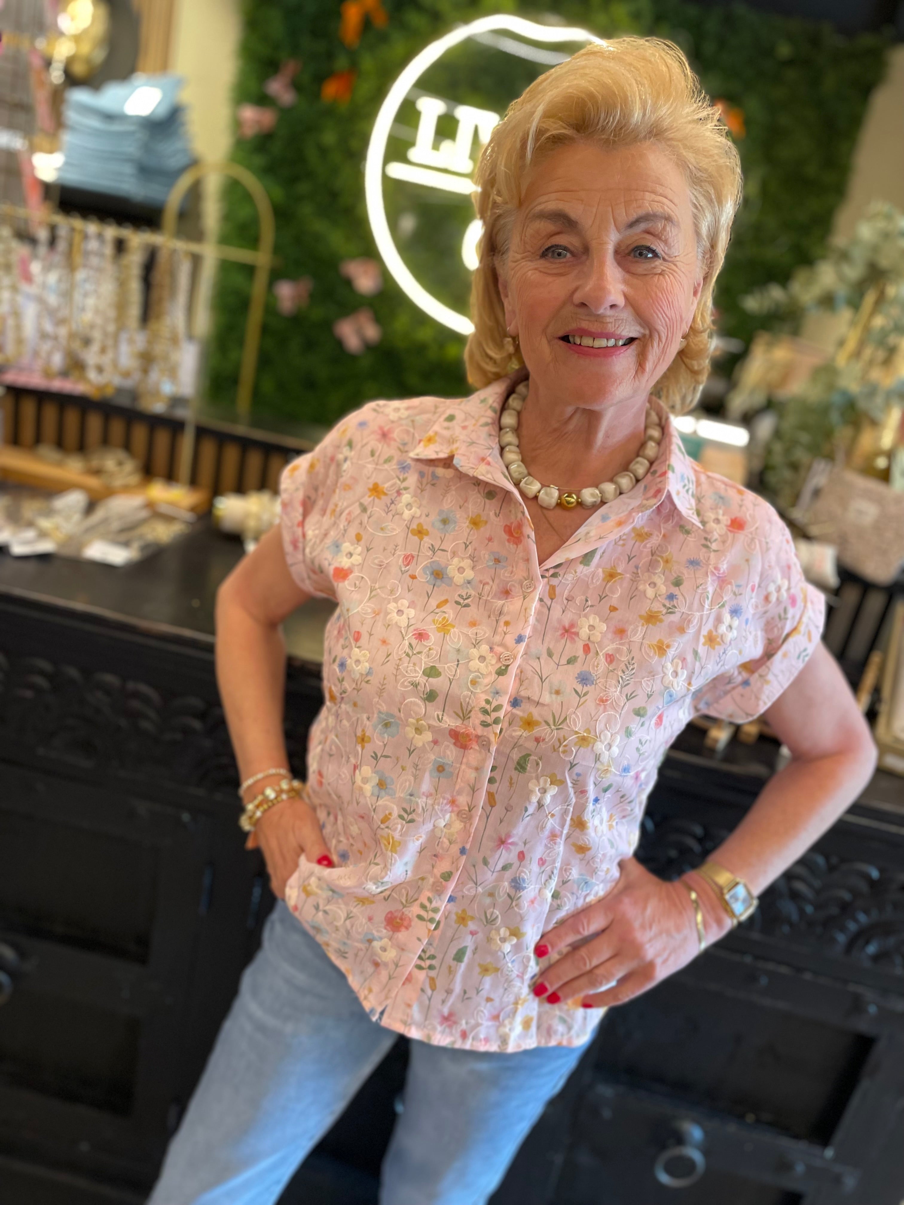Blouse kate bloemen - roze