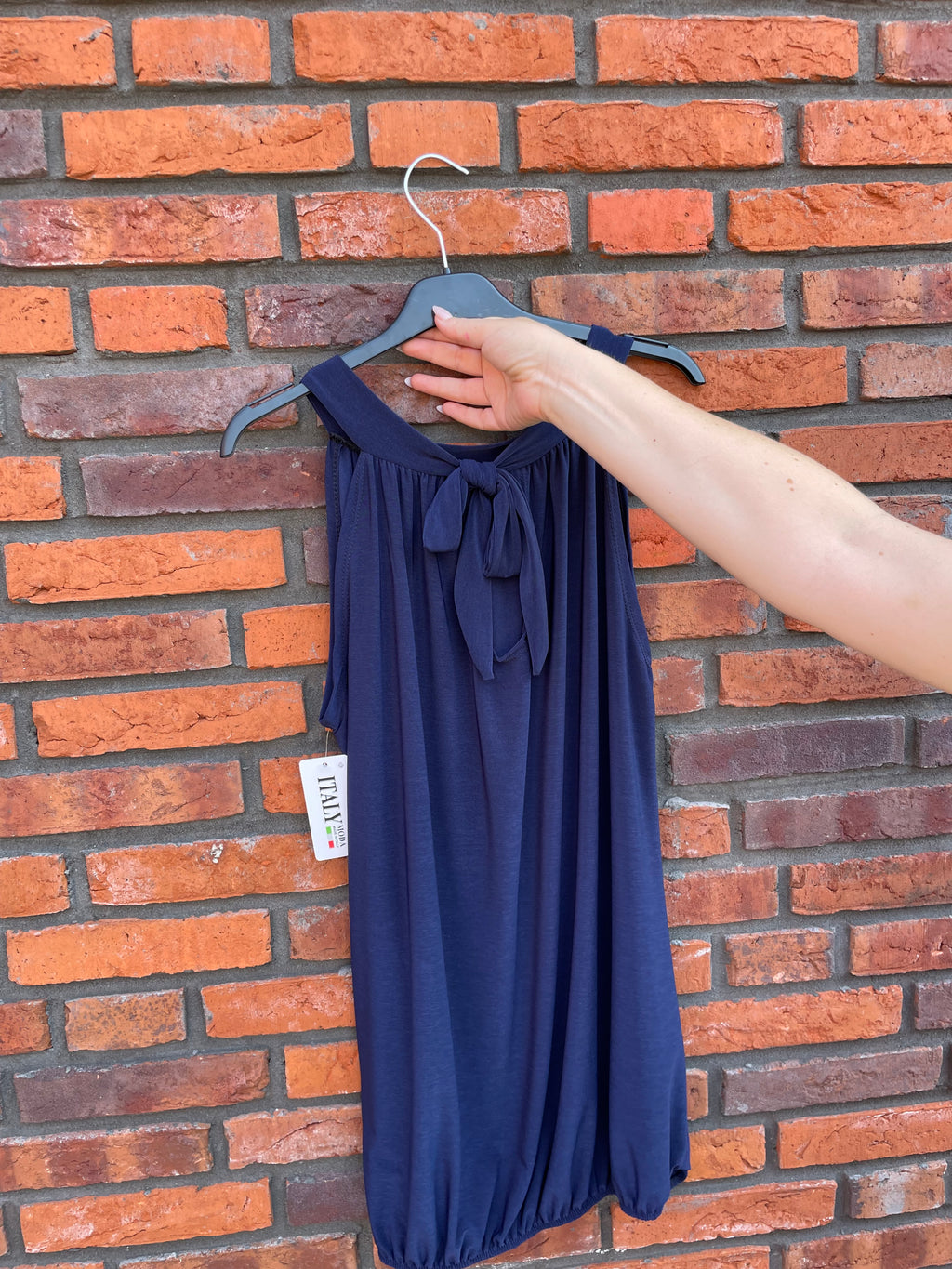 Haltertop effen Blauw