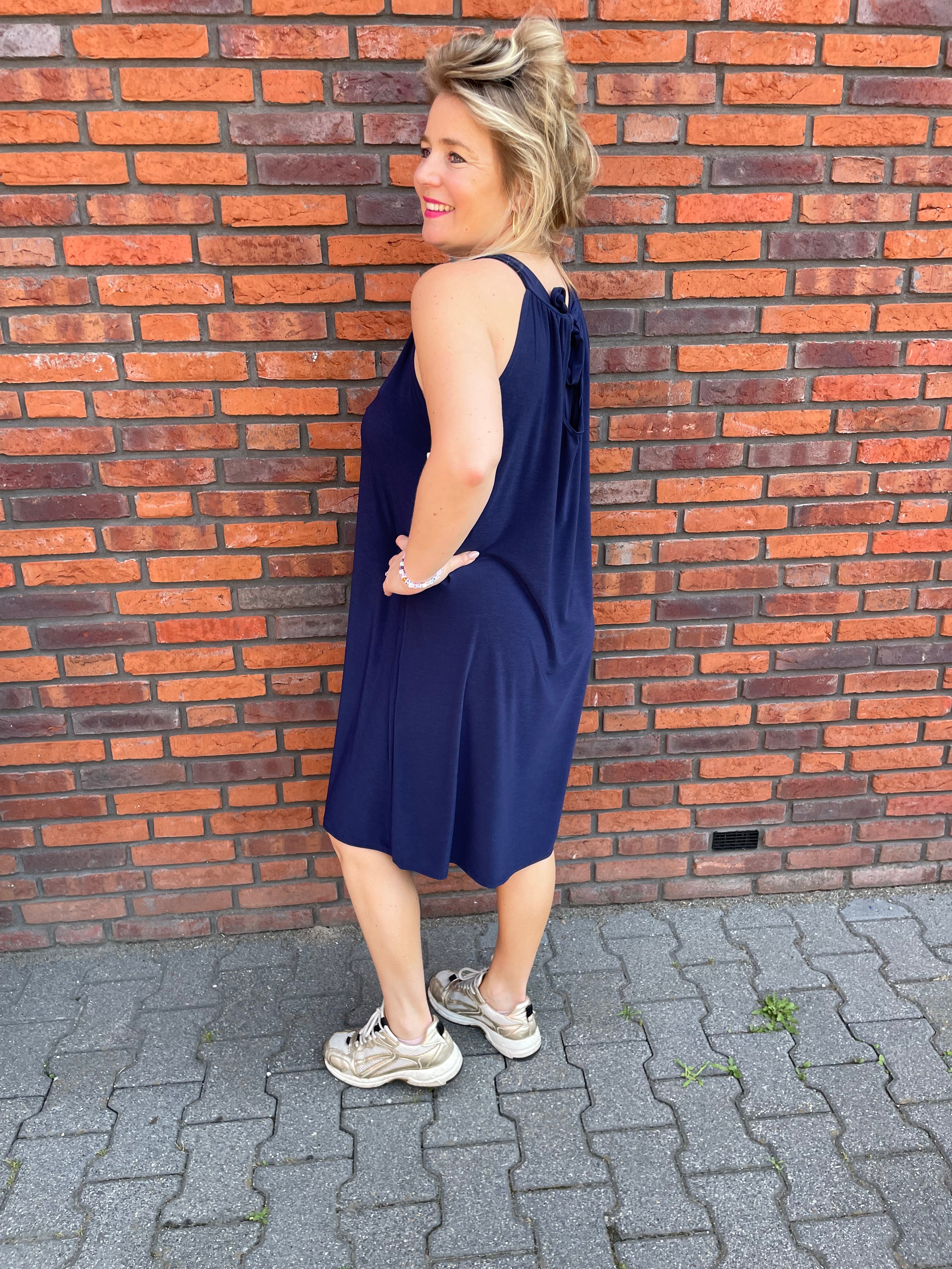 Halterjurk effen Blauw