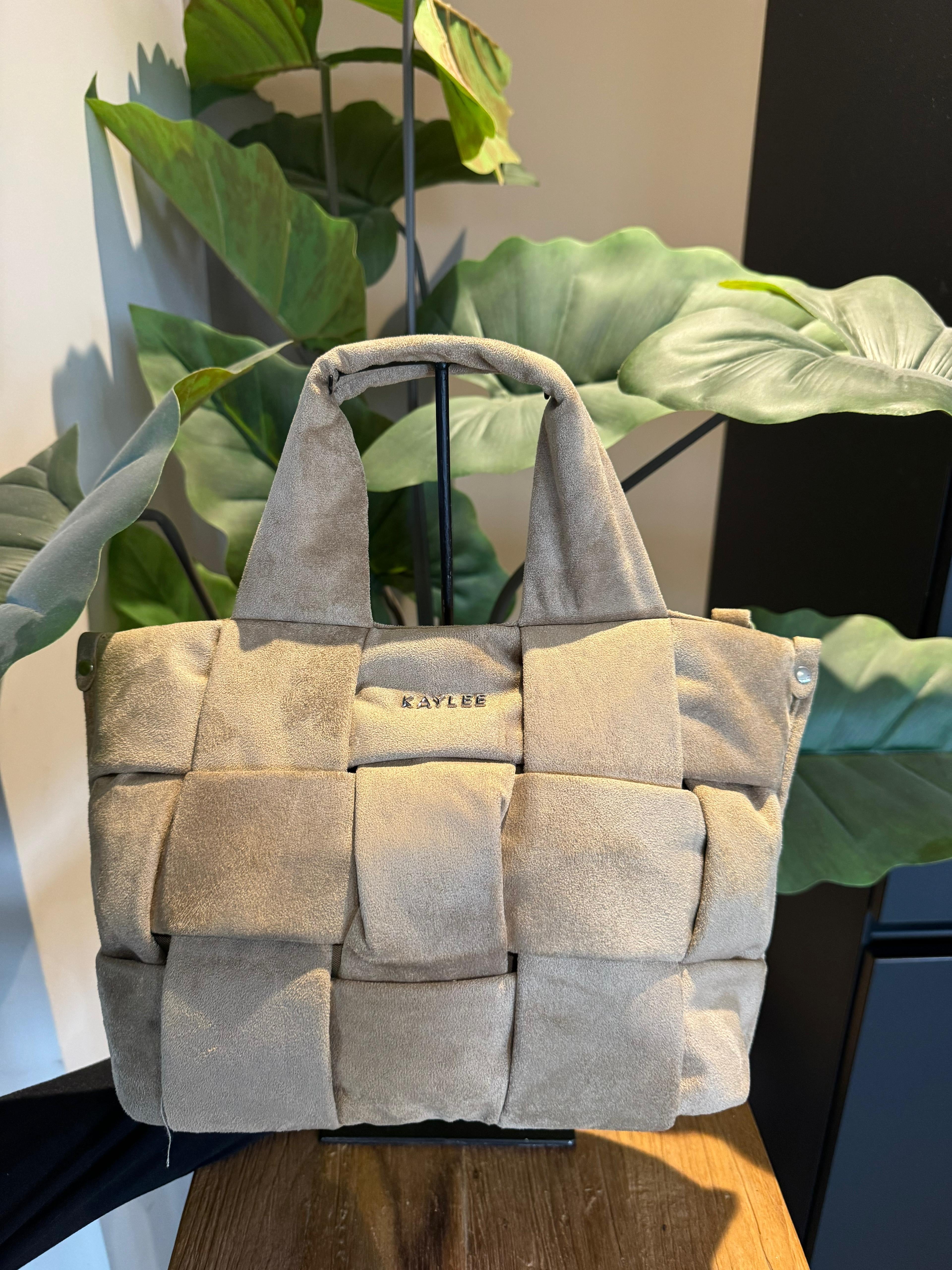 Suedinelook vakken tas Lilly taupe